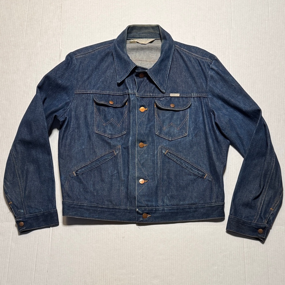 WRANGLER 70s Vintage No Fault Denims Men's Dark Blue Denim Jacket Made in USA L?